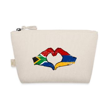 Südafrika Armenien Flagge Hände Herzform used - Bio-Täschchen - Natur - Vorne