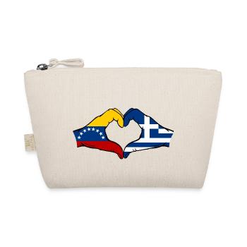 Venezuela Greece Flag Hands Heart Shape - Organic Pouch - nature - Front