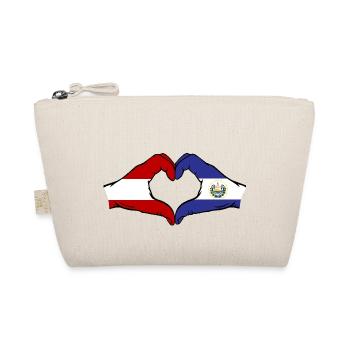 Austria El Salvador Flag Hands Heart Shape - Organic Pouch - nature - Front