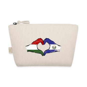 Hungary El Salvador Flag Hands Heart Shape Used - Organic Pouch - nature - Front