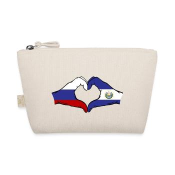 Russia El Salvador Flag Hands Heart Shape - Organic Pouch - nature - Front