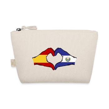Spain El Salvador Flag Hands Heart Shape - Organic Pouch - nature - Front
