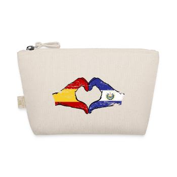 Spain El Salvador Flag Hands Heart Shape Used - Organic Pouch - nature - Front
