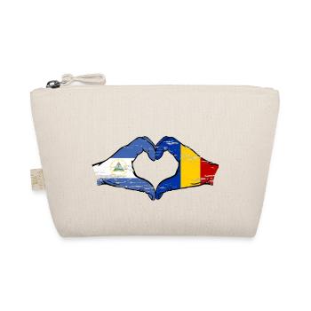 Nicaragua Roumanie Drapeau Mains Coeur Forme Utilisé - Trousse biologique - nature - Devant