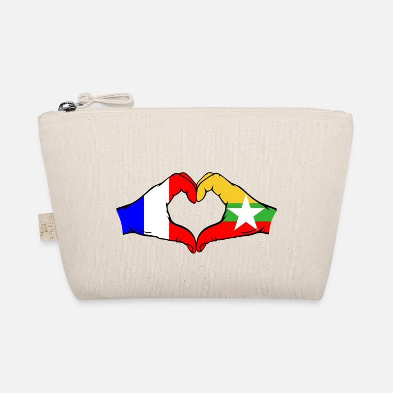 France Myanmar Drapeau Mains Coeur Forme Trousse biologique