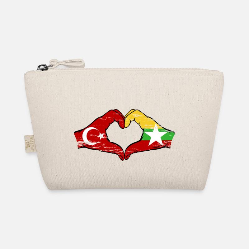 Turquie Myanmar drapeau mains forme de coeur utilisé Trousse biologique