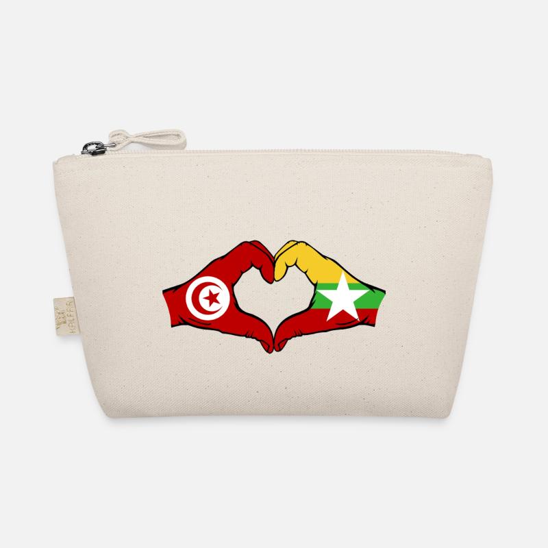 Tunisie Myanmar Drapeau Mains Coeur Forme Trousse biologique