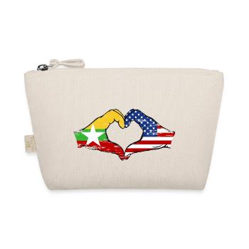 Myanmar USA flag hands heart shape used - Organic Pouch - nature - Front
