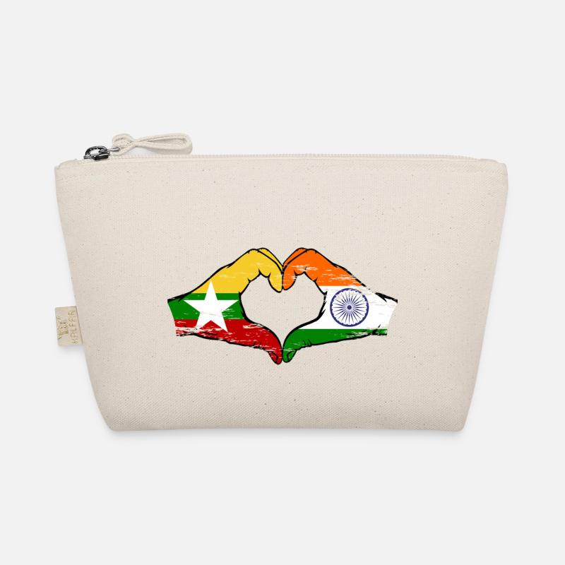 Myanmar Inde drapeau mains forme de coeur utilisé Trousse biologique