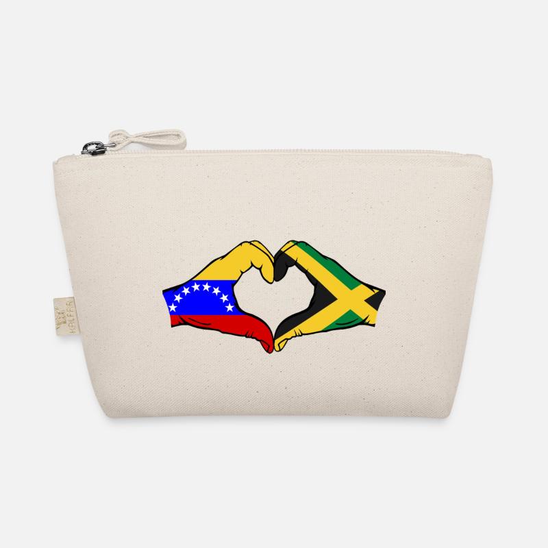 Venezuela Jamaica Flag Hands Heart Shape Organic Pouch