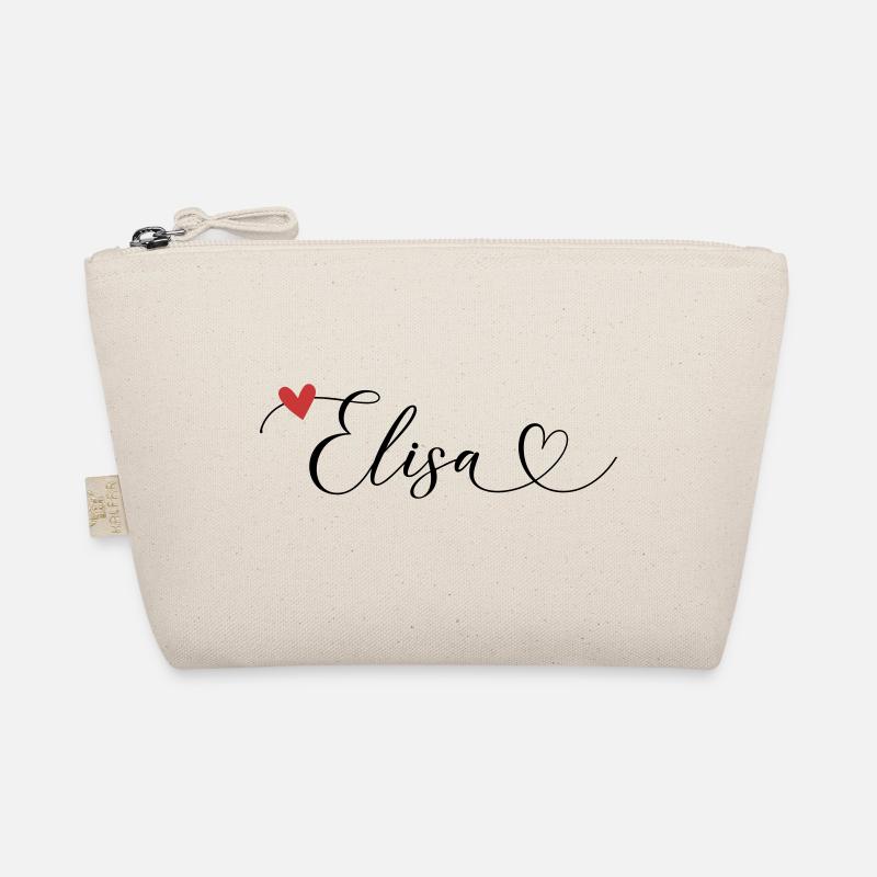 Elisa Surname First name Calligraphy Heart Organic Pouch