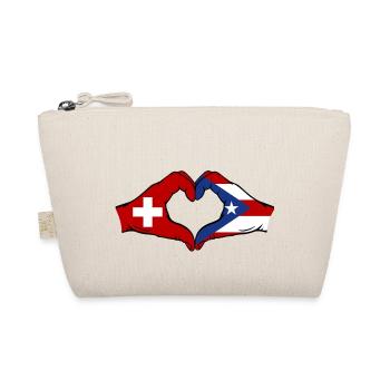 Switzerland Puerto Rico Hands Heart Shape - Organic Pouch - nature - Front