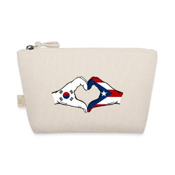 South Korea Puerto Rico Flag Hands Heart Shape - Organic Pouch - nature - Front