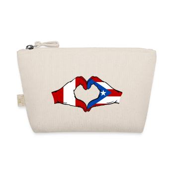 Peru Puerto Rico Flagge Hände Herzform - Bio-Täschchen - Natur - Vorne