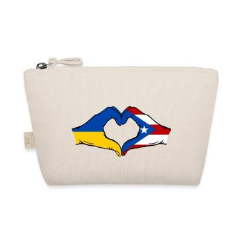 Ukraine Puerto Rico Flag Hands Heart Shape - Organic Pouch - nature - Front