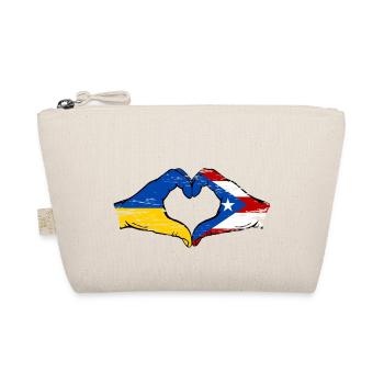 Ukraine Puerto Rico Flagge Hände Herzform used - Bio-Täschchen - Natur - Vorne