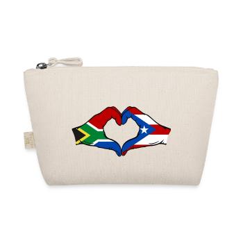 Afrique du Sud Porto Rico Drapeau Mains Coeur Forme - Trousse biologique - nature - Devant