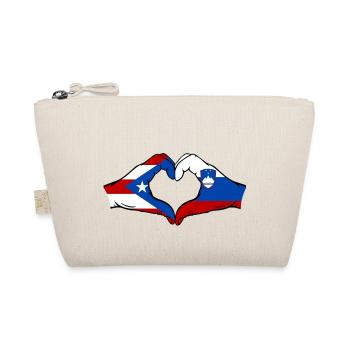 Puerto Rico Slovenia Flag Hands Heart Shape - Organic Pouch - nature - Front