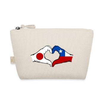 Japan Chile Flag Hands Heart Shape - Organic Pouch - nature - Front