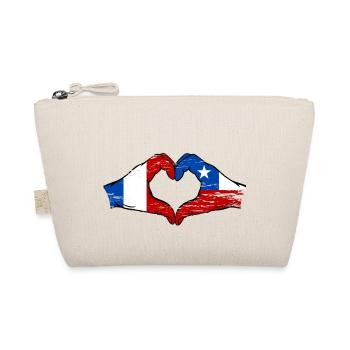 Frankreich Chile Flagge Hände Herzform used - Bio-Täschchen - Natur - Vorne