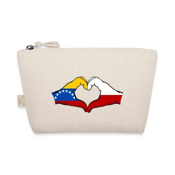 Venezuela Poland Flag Hands Heart Shape - Organic Pouch - nature - Front