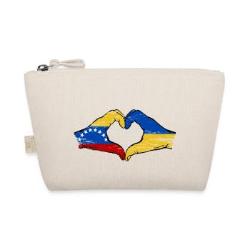 Venezuela Ukraine Flagge Hände Herzform used - Bio-Täschchen - Natur - Vorne