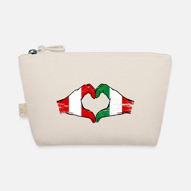 Pérou Italie Drapeau Mains Coeur Forme Utilisé Trousse biologique