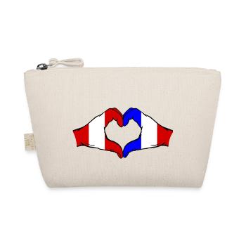Peru France Hands Heart Shape - Organic Pouch - nature - Front