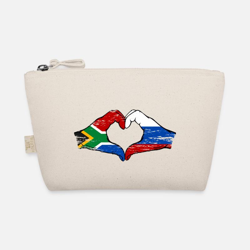 Afrique du Sud Russie Drapeau Mains Coeur Forme Utilisé Trousse biologique