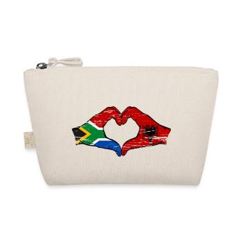 Südafrika Albanien Flagge Hände Herzform used - Bio-Täschchen - Natur - Vorne
