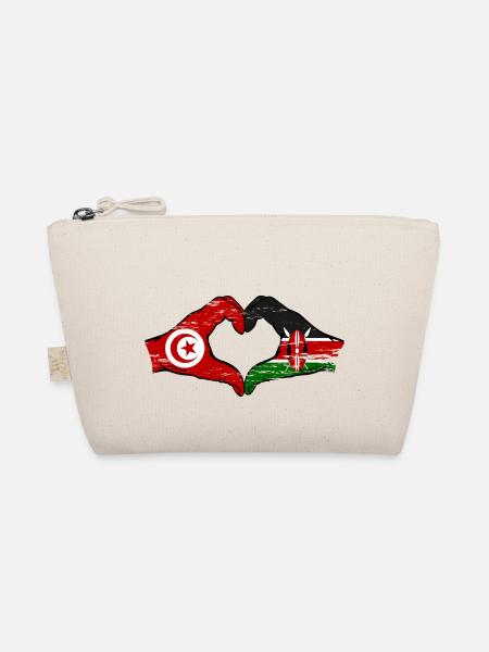 Tunesien Kenia Flagge Hände Herz used - Bio-Täschchen - Natur