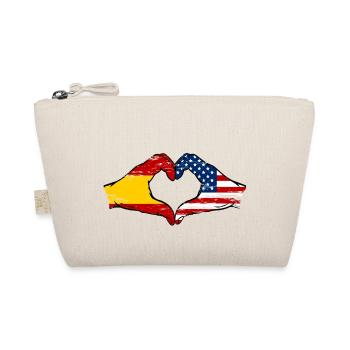 Spain USA Flag Hands Heart Used - Organic Pouch - nature - Front