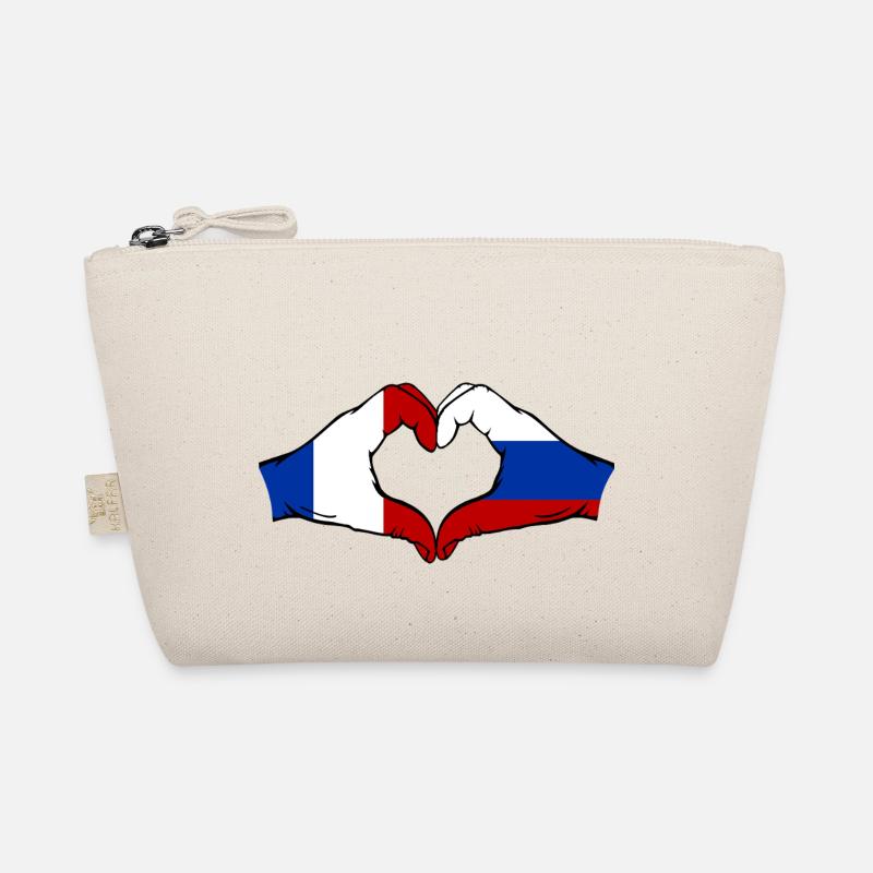 France Russie Drapeau Mains Coeur Forme Trousse biologique