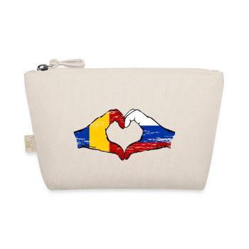 Roumanie Russie Drapeau Mains Coeur Forme Utilisé - Trousse biologique - nature - Devant