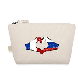 France Russie Drapeau Mains Coeur Forme Utilisé - Trousse biologique - nature - Devant