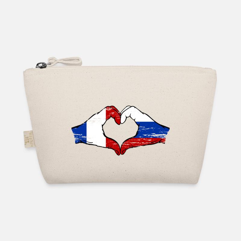 France Russie Drapeau Mains Coeur Forme Utilisé Trousse biologique