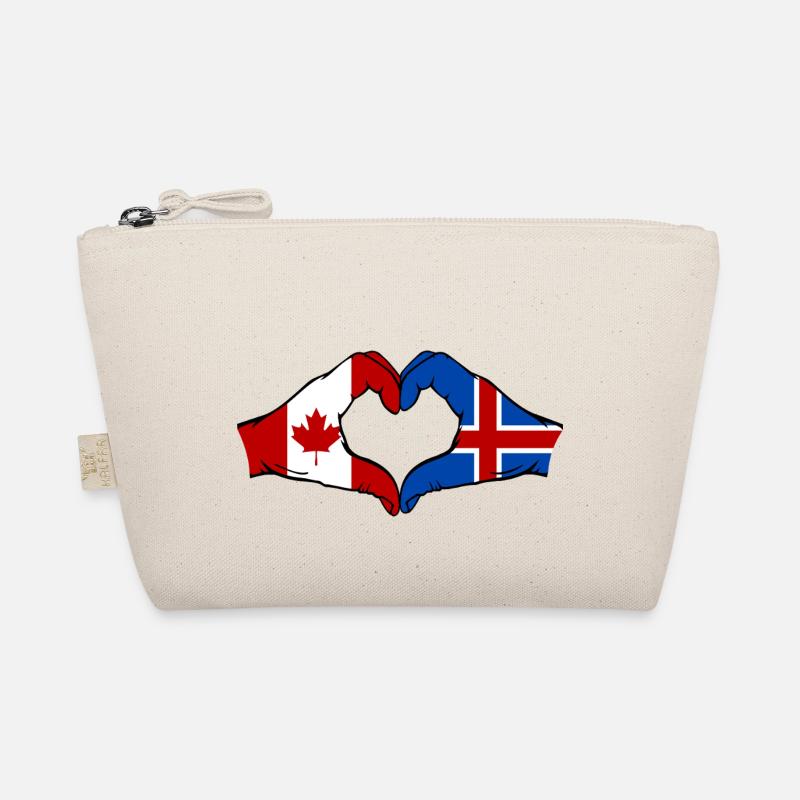 Canada Islande Drapeau Mains Coeur Forme Trousse biologique