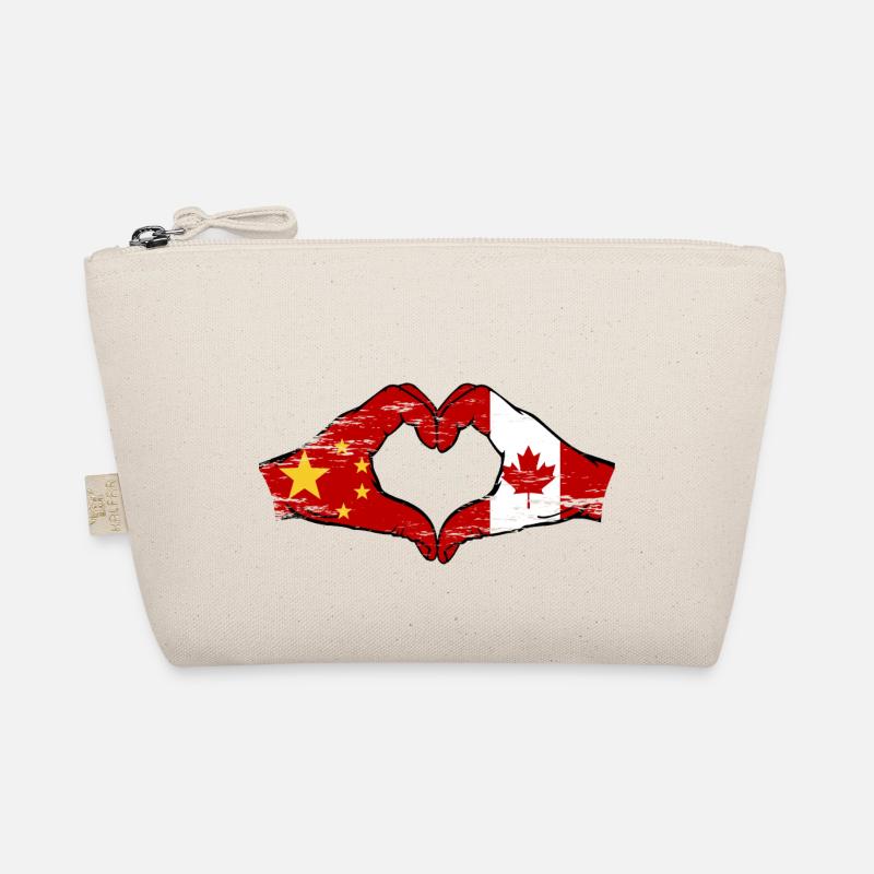 China Canada Flag Hands Heart Shape Used Organic Pouch