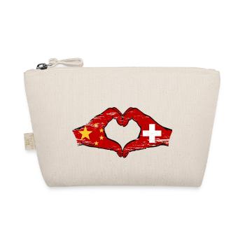 China Switzerland Flag Hands Heart Shape Used - Organic Pouch - nature - Front