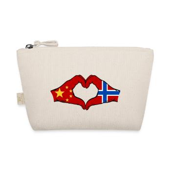China Norway Flag Hands Heart Shape - Organic Pouch - nature - Front