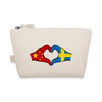 China Sweden Flag Hands Heart Shape - Organic Pouch - nature - Front