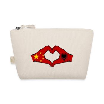 China Albania Flag Hands Heart Shape - Organic Pouch - nature - Front