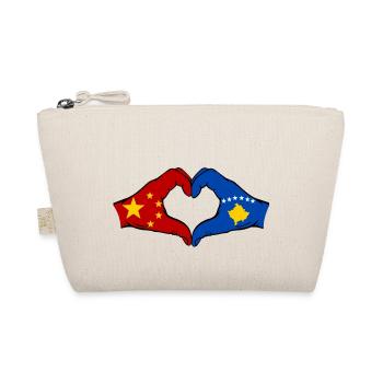 China Kosovo Flag Hands Heart Shape - Organic Pouch - nature - Front