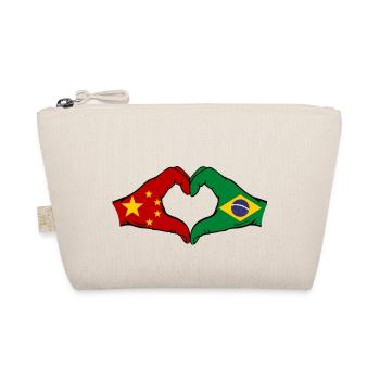 China Brazil Flag Hands Heart Shape - Organic Pouch - nature - Front