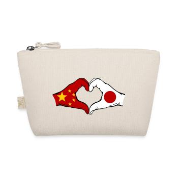 China Japan Flagge Hände Herzform - Bio-Täschchen - Natur - Vorne