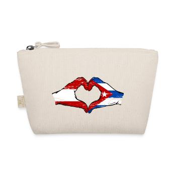 Austria Cuba Flag Hands Heart Shape Used - Organic Pouch - nature - Front