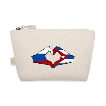 Russland Kuba Flagge Hände Herzform - Bio-Täschchen - Natur - Vorne