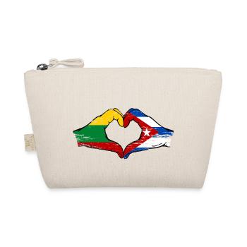 Lithuania Cuba Flag Hands Heart Shape Used - Organic Pouch - nature - Front