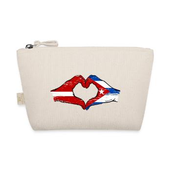 Latvia Cuba Flag Hands Heart Shape Used - Organic Pouch - nature - Front