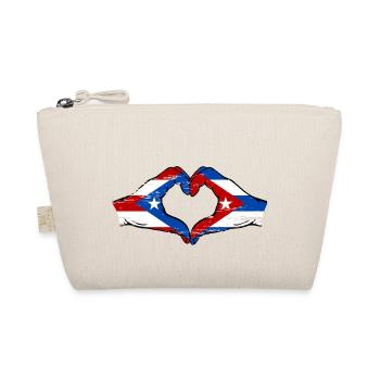 Puerto Rico Cuba Flag Hands Heart Shape Used - Organic Pouch - nature - Front